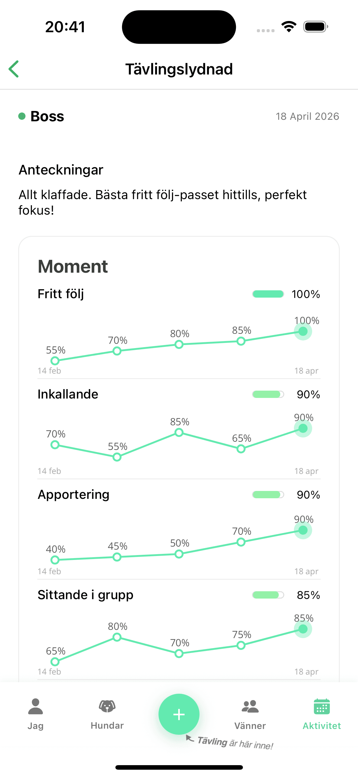 Skärmbild från appen